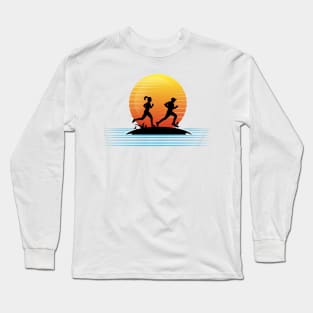 Sunset woman-man running Long Sleeve T-Shirt